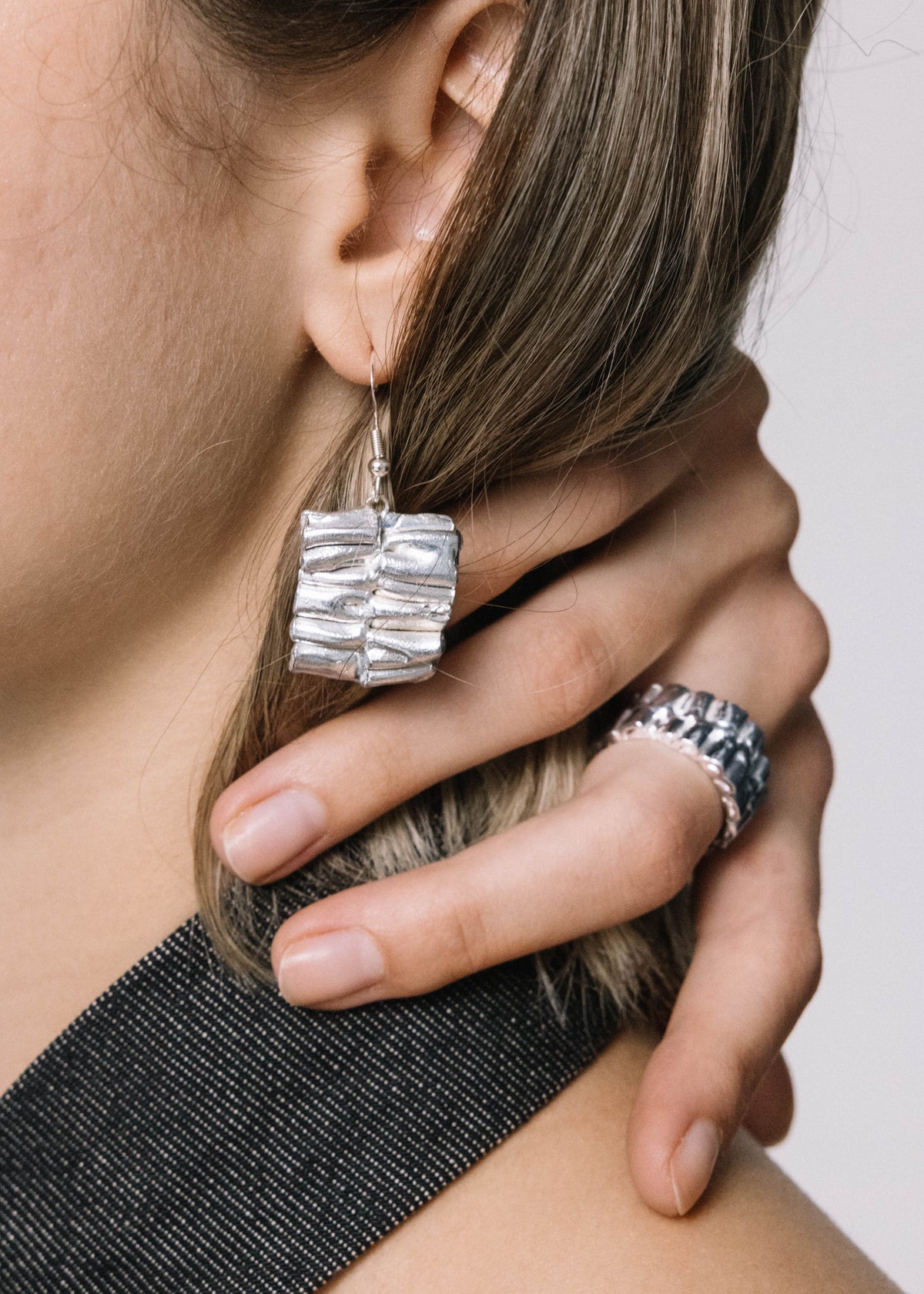 HORIZONTAL RUGBY Ruffle Earrings