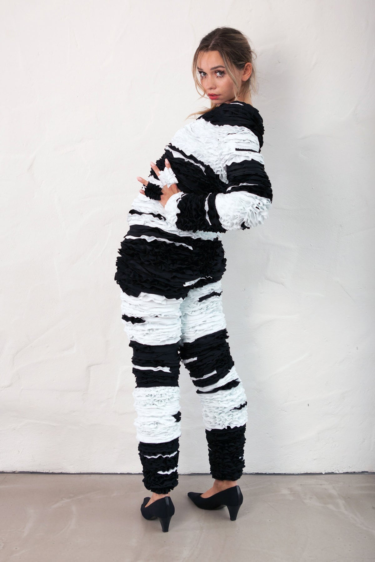 HORIZONTAL RUGBY Ruffle Catsuit