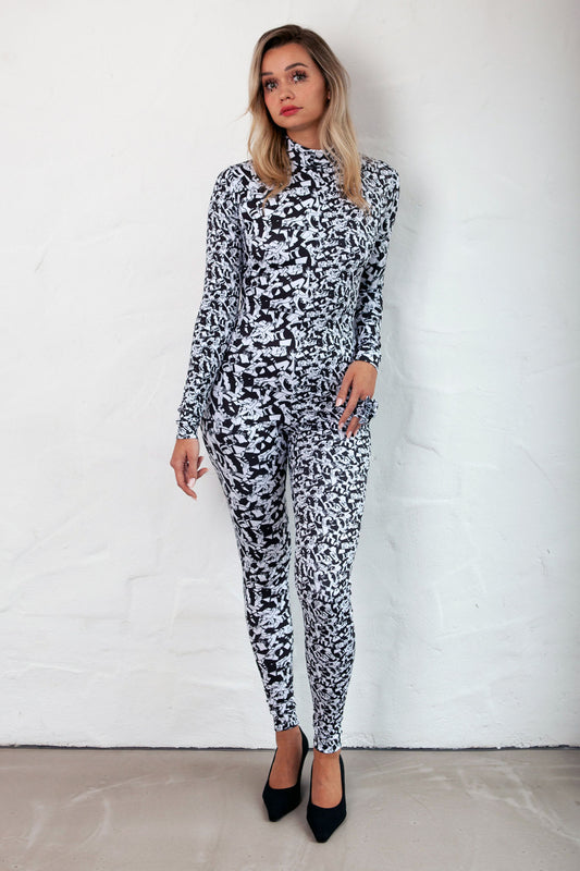 HORIZONTAL RUGBY Split Print Catsuit