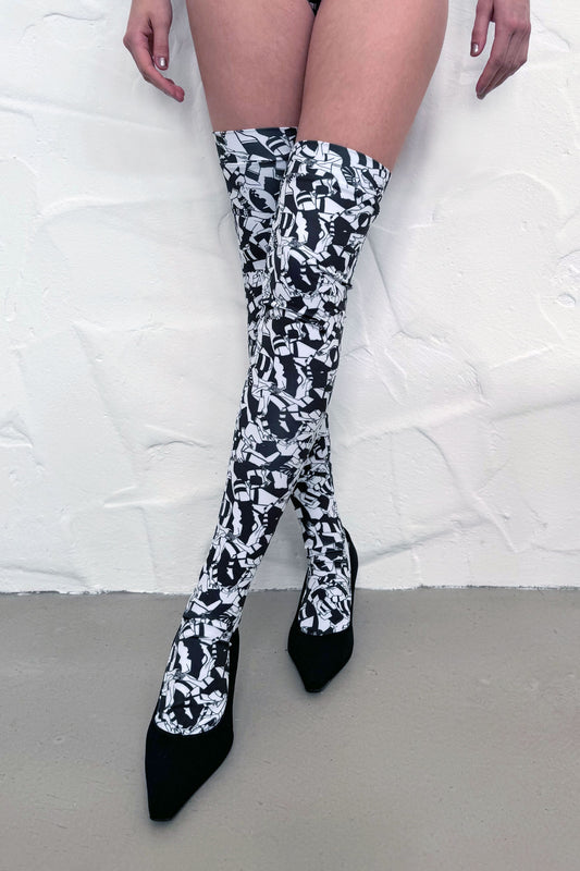 HORIZONTAL RUGBY Printed Stockings